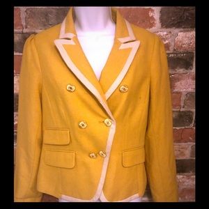 LOFT Wool Yellow blazer w/off white piping    sz2